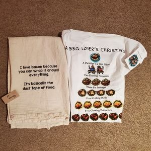 2 NWT Kitchen Towels - Bacon + BBQ Lovers 12 Days of Christmas